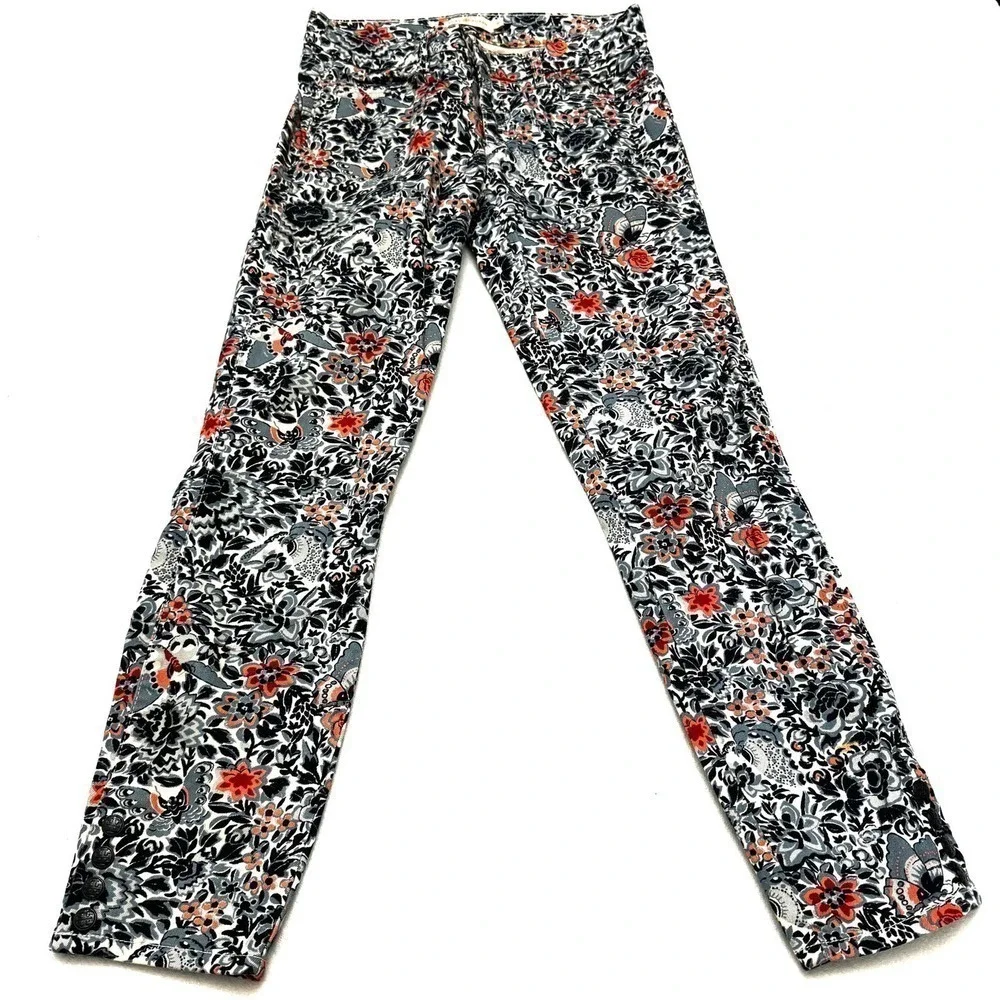 Tory Burch Skinny Flower Printed Pattern Skinny Denim Jeans SZ26